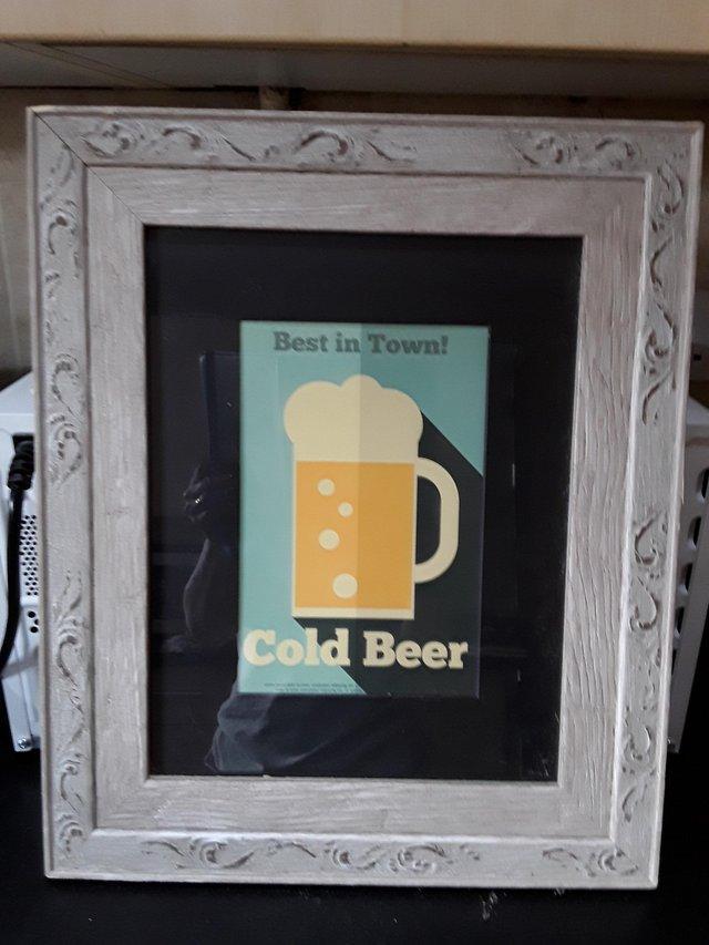 Preview of the first image of Cold Beer Framed Picture very good condition.