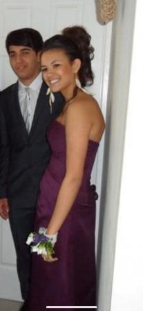 Image 2 of Bandeau dark purple tie up back prom dress