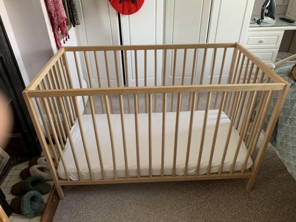 Image 3 of IKEA cot, mattress and cover