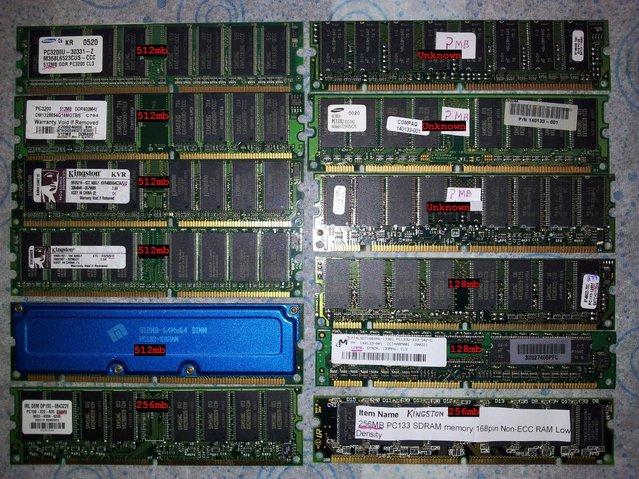 Preview of the first image of 12 x RAM modules (for old pentium PCs).