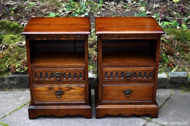 Image 60 of A PAIR OF OLD CHARM LIGHT OAK BEDSIDE CABINETS LAMP TABLES