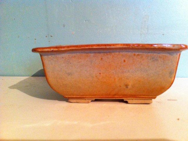 Preview of the first image of Rectangular bonsai dish in green glaze (22).