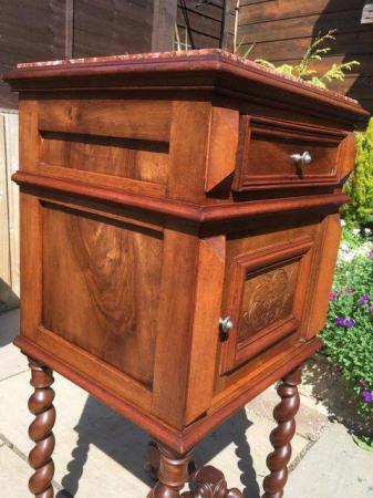Image 12 of Stunning Vintage French Bedside Cabinet with Marble Top