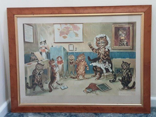 Preview of the first image of LEWIS WAIN CATS 'THE NAUGHTY PUSS' FRAMED & GLAZED PRINT.
