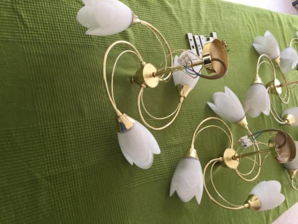 Image 2 of Brass ceiling and wall lights.  Beautiful condition.