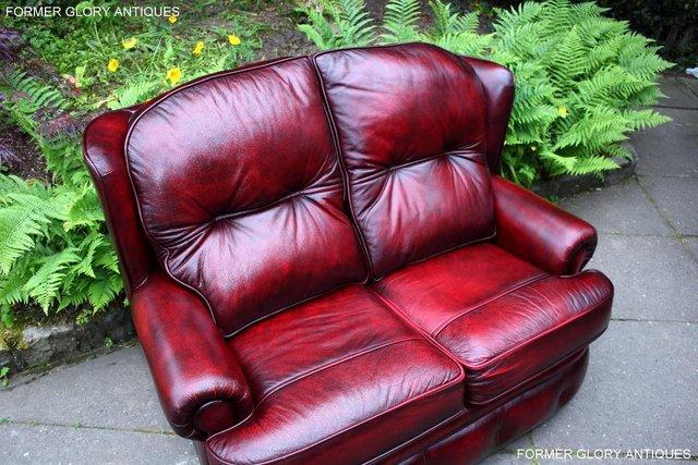Image 69 of SAXON OXBLOOD RED LEATHER CHESTERFIELD SETTEE SOFA ARMCHAIR