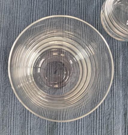 Image 4 of Set of 3 Plain Glass Whiskey Tumblers.  Vintage.