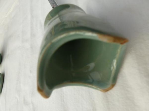 Image 2 of Green Denby egg cups, mustard pot and pie crust lifter