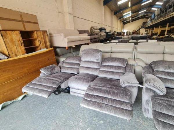 Image 10 of Farrington grey fabric manual recliner 2 x 3 seater sofas