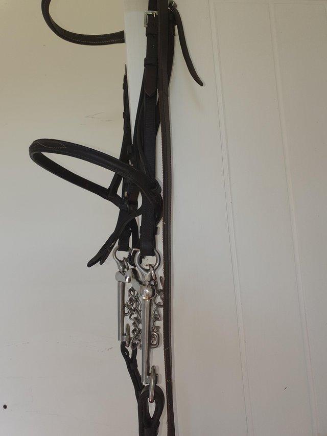 Preview of the first image of Cob Size Brown Leather Double Bridle.