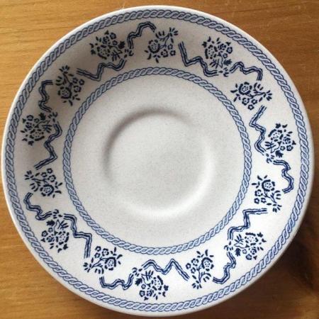 Image 1 of Blue & white 'Petite Fleur' saucer, Johnson Brothers.