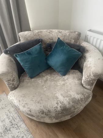 Image 1 of 4 seater sofa and matching cuddle chair
