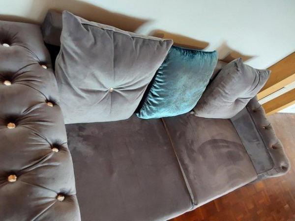 Image 2 of Chesterfield Diamanté crushed velvet sofa light grey.