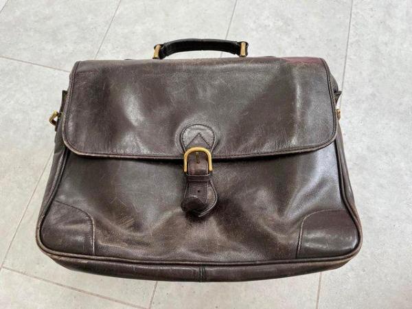 Image 1 of LEATHER BRIEFCASE by HIDESIGN - with carry handle + adjustab