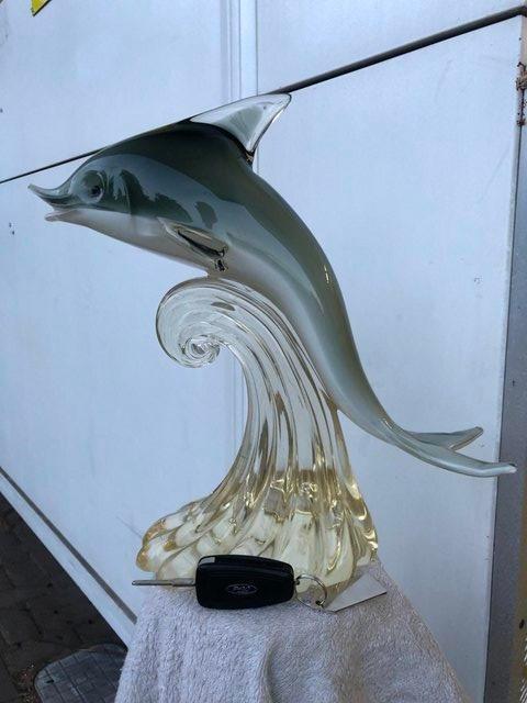 Preview of the first image of Hand made large glass dolphin.