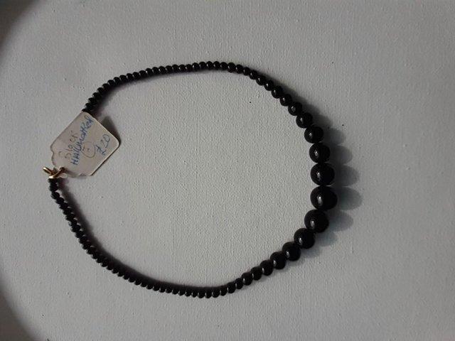 Preview of the first image of Black Gemstone Necklace Hallmarked.