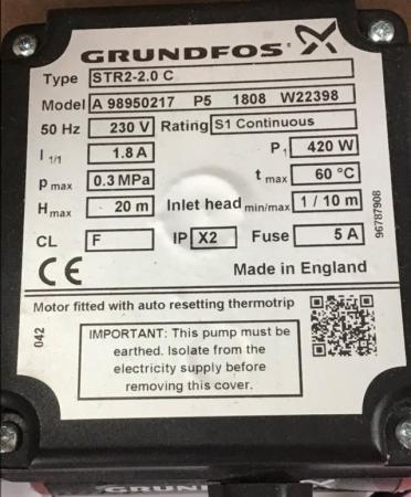 Image 2 of Grundfos STR2-2.0C 12 months old - very good condition