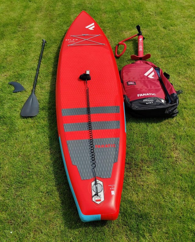 Preview of the first image of Fanatic Ray Air Pure 11'6 Red Package SUP Paddle board.