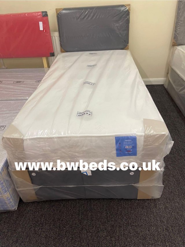 Preview of the first image of Super King nightingale indigo firm orthopaedic divan bed set.