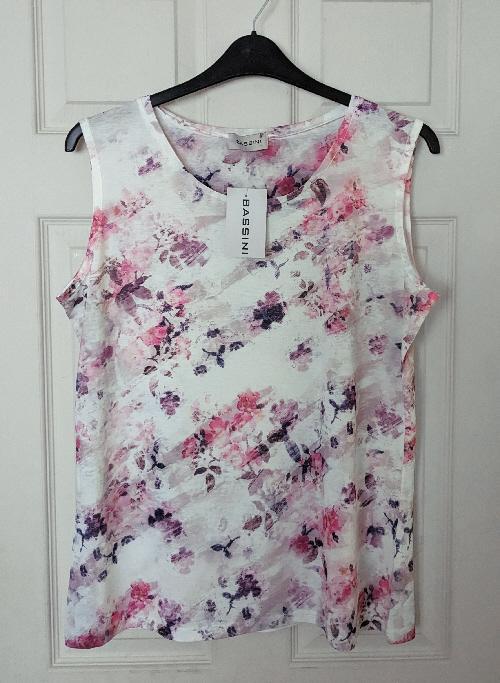 Preview of the first image of Brand New Ladies Flowered Vest Top By Bassini - Size XL.