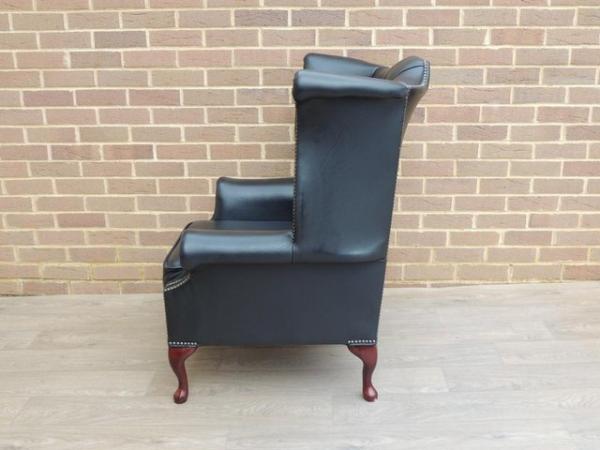 Image 7 of Chesterfield Black Queen Anne Armchair (UK Delivery)