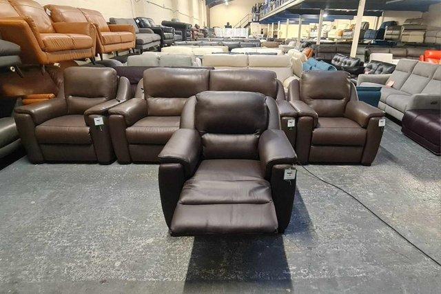 Image 8 of Avola dark brown leather electric recliner armchair