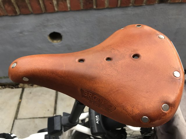 Preview of the first image of Used Brooks Ladies Standard B17 Short Honey Leather Saddle.