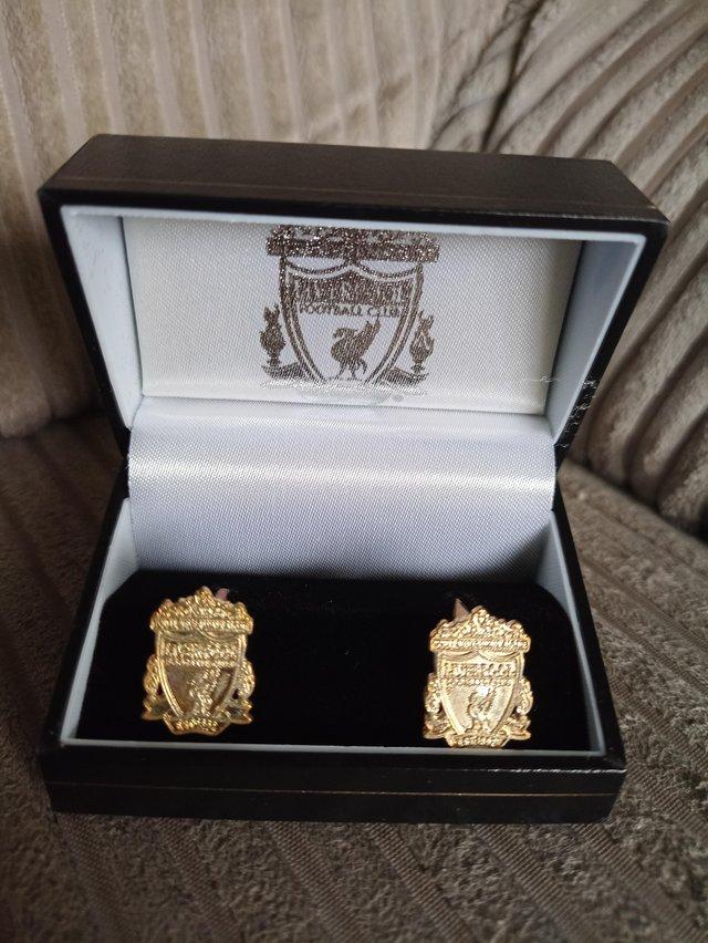 Preview of the first image of Liverpool FC gold plated cufflinks.