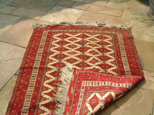 Image 2 of Vintage Persian Rug. Turkmen Hand Woven Prayer Carpet.