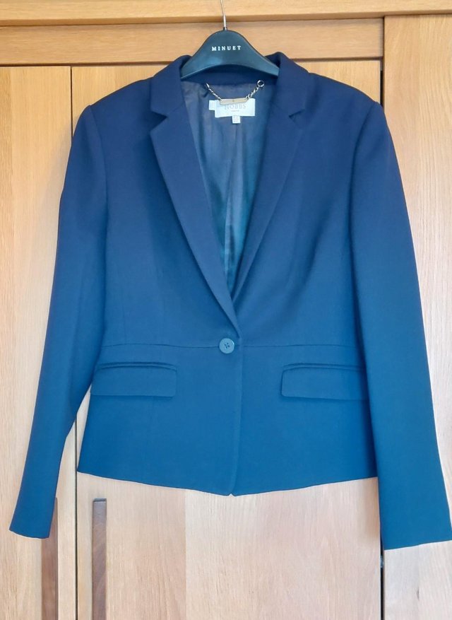 Preview of the first image of Hobbs navy smart suit jacket.