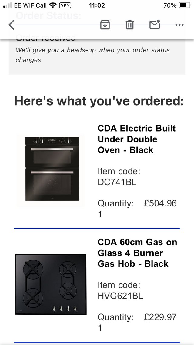 Preview of the first image of CDA Electric oven and gas hob.