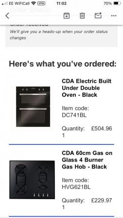 Image 1 of CDA Electric oven and gas hob