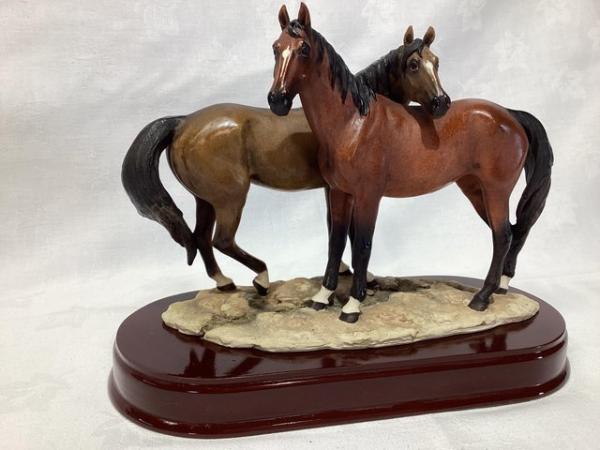 Image 1 of Beautiful figurine of two thoroughbred type horses