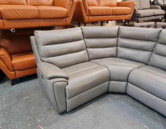 Image 9 of La-z-boy Winslow grey leather electric recliner corner sofa