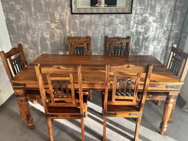 Image 2 of Dining Table & Six Chairs. Solid wood.