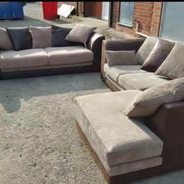 Image 1 of CHENILLE & LEATHER SOFAS FOR LIMITED SALE