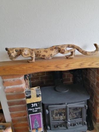 Image 1 of Carved Wooden Leopard.  95cm(37.1/2") in length.