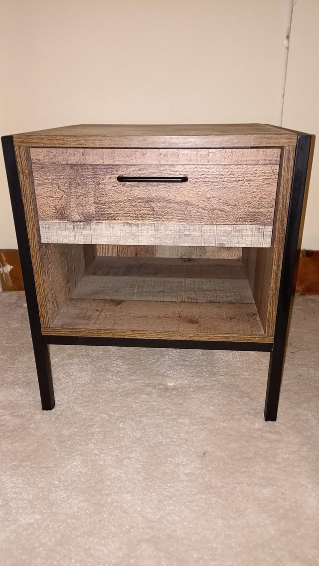 Preview of the first image of 2 x Urban Rustic 1 Drawer Bedside Table.