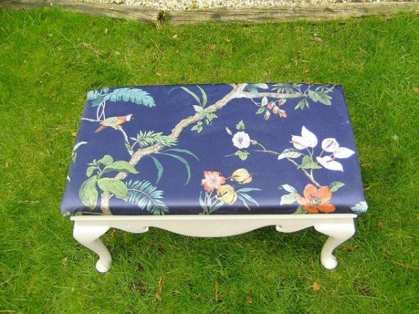 Image 3 of Large wooden foot / stool with new upholstery
