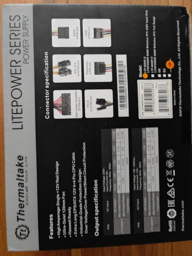 Preview of the first image of Thermaltake Litepower 650W PSU Power Supply Brand New Boxed.