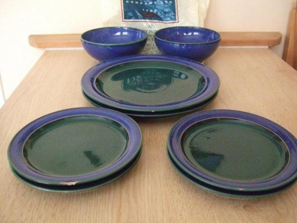 Image 2 of DENBY DarkGreen/Blue. 2 Dinner Plates,4 Side Plates,4 Dishes
