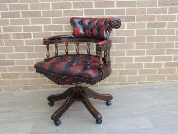 Image 2 of Dark Ox Blood Fully Buttoned Captains Chair (UK Delivery)
