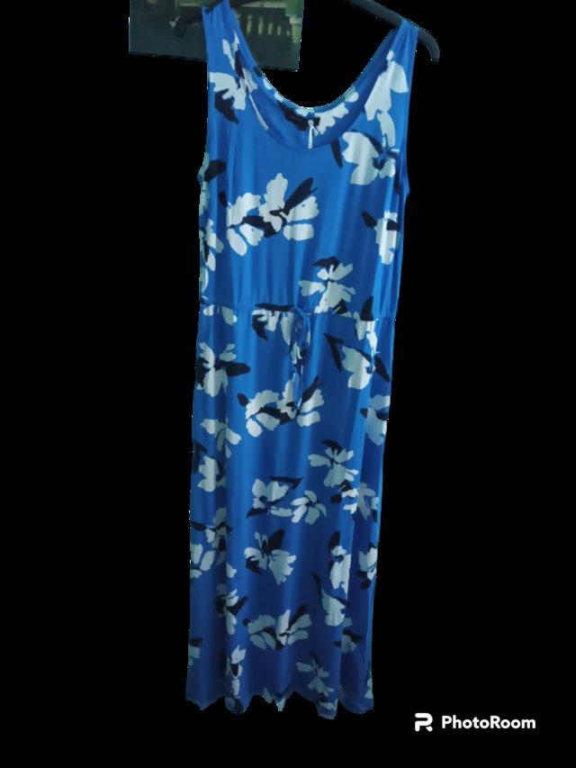 Preview of the first image of Blue Flora Vest Maxi Dress 16.