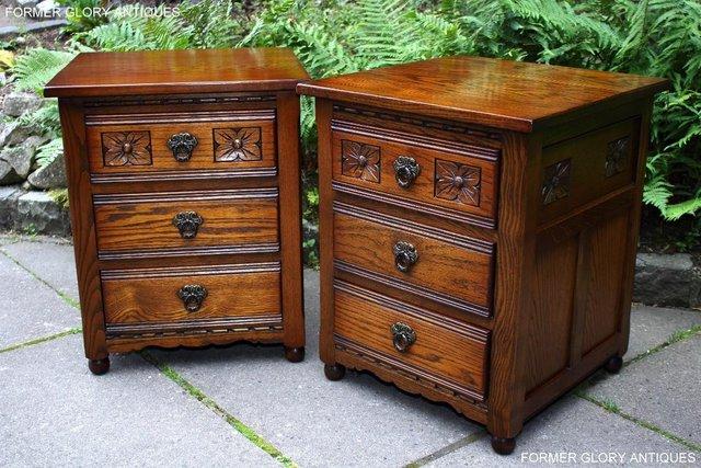 Image 19 of OLD CHARM LIGHT OAK BEDSIDE LAMP TABLES CHESTS OF DRAWERS