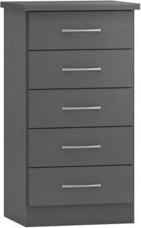 Image 1 of Nevada 5 drawer narrow chest in grey