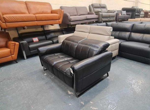 Image 5 of Ex-display Packham black leather 2 seater sofa