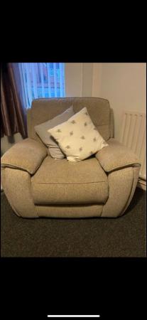 Image 3 of 2 seater sofa and 2 single chairs. All reclinable