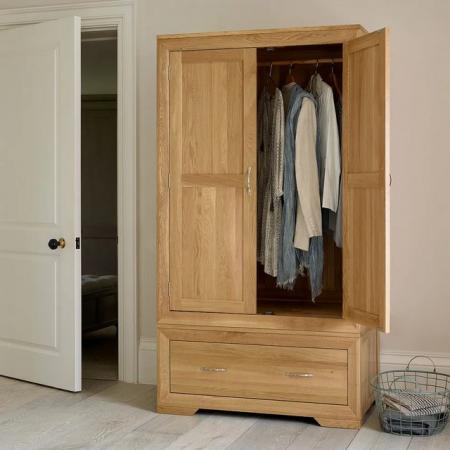 Image 1 of Oak Furniture Land Double Wardrobe (as new)