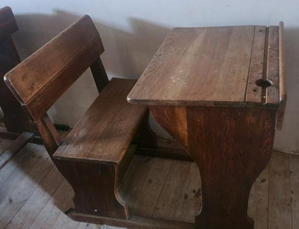 Image 2 of 3 vintage oak school desks