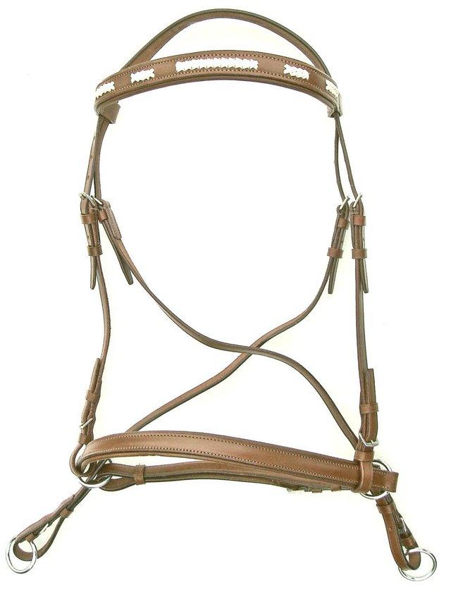 Preview of the first image of Bitless Bridle & crossover & Reins Tan Brown leather FULL.